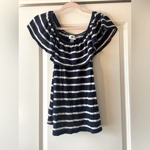 Off Shoulder Navy Stripped Top Size XS